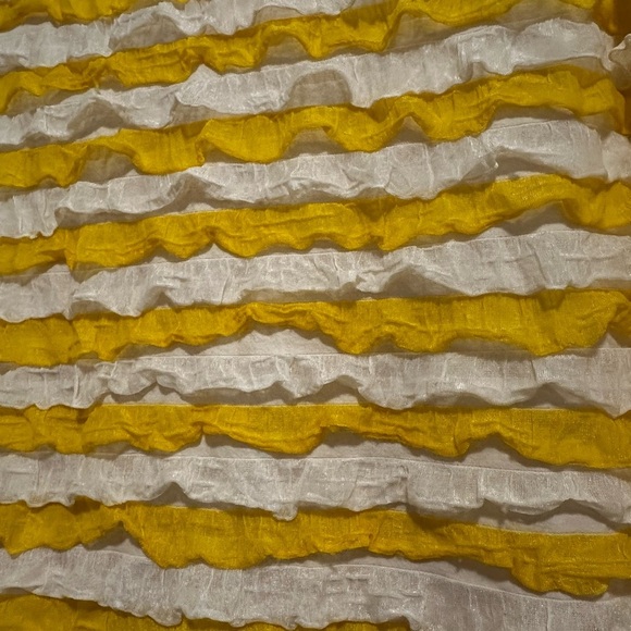 Susan Graver 2XL Yellow White Layered Ruffle Striped Sleeveless Flowy Blouse. - Picture 8 of 9